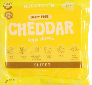 Nudairy - Vegan Cheddar Slices RETAIL CARTON 2.4kg - 12 x 200g